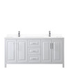 Daria 72 Inch Double Bathroom Vanity In White, White Cultured Marble Countertop, Undermount Square Sinks, No Mirror