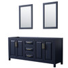 Daria 80 Inch Double Bathroom Vanity In Dark Blue, No Countertop, No Sink, 24 Inch Mirrors