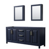 Daria 80 Inch Double Bathroom Vanity In Dark Blue, No Countertop, No Sink, Medicine Cabinets