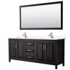 Daria 80 Inch Double Bathroom Vanity In Dark Espresso, Carrara Cultured Marble Countertop, Undermount Square Sinks, 70 Inch Mirror