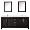 Daria 80 Inch Double Bathroom Vanity In Dark Espresso, Carrara Cultured Marble Countertop, Undermount Square Sinks, Medicine Cabinets