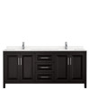 Daria 80 Inch Double Bathroom Vanity In Dark Espresso, Carrara Cultured Marble Countertop, Undermount Square Sinks, No Mirror