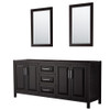 Daria 80 Inch Double Bathroom Vanity In Dark Espresso, No Countertop, No Sink, And 24 Inch Mirrors