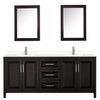 Daria 80 Inch Double Bathroom Vanity In Dark Espresso, White Cultured Marble Countertop, Undermount Square Sinks, Medicine Cabinets