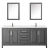 Daria 80 Inch Double Bathroom Vanity In Dark Gray, Carrara Cultured Marble Countertop, Undermount Square Sinks, Medicine Cabinets
