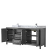 Daria 80 Inch Double Bathroom Vanity In Dark Gray, White Carrara Marble Countertop, Undermount Square Sinks, And No Mirror