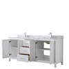 Daria 80 Inch Double Bathroom Vanity In White, White Carrara Marble Countertop, Undermount Square Sinks, And No Mirror