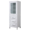 Daria Linen Tower In White With Shelved Cabinet Storage And 3 Drawers