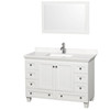 Acclaim 48 Inch Single Bathroom Vanity In White, Carrara Cultured Marble Countertop, Undermount Square Sink, 24 Inch Mirror