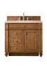Bristol 36" Single Vanity, Saddle Brown, W/ 3 Cm Eternal Marfil Quartz Top