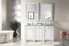 Bristol 60" Double Vanity, Bright White, W/ 3 Cm Carrara Marble Top
