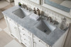 Bristol 60" Double Vanity, Bright White, W/ 3 Cm Carrara Marble Top