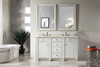 Bristol 60" Double Vanity, Bright White, W/ 3 Cm Eternal Marfil Quartz Top