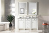 Bristol 60" Double Vanity, Bright White, W/ 3 Cm Ethereal Noctis Quartz Top
