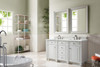 Bristol 60" Double Vanity, Bright White, W/ 3 Cm Ethereal Noctis Quartz Top