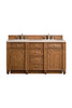 Bristol 60" Double Vanity, Saddle Brown, W/ 3 Cm Eternal Marfil Quartz Top