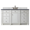Bristol 60" Single Vanity, Bright White, W/ 3 Cm Charcoal Soapstone Quartz Top