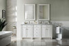 Bristol 72" Double Vanity, Bright White, W/ 3 Cm Carrara Marble Top