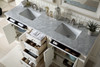 Bristol 72" Double Vanity, Bright White, W/ 3 Cm Carrara Marble Top