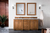Bristol 72" Double Vanity, Saddle Brown, W/ 3 Cm Arctic Fall Solid Surface Top