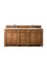 Bristol 72" Double Vanity, Saddle Brown, W/ 3 Cm Eternal Marfil Quartz Top