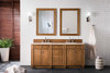 Bristol 72" Double Vanity, Saddle Brown, W/ 3 Cm Eternal Marfil Quartz Top