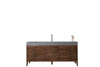 Linear 72" Single Vanity, Mid Century Walnut W/ Dusk Grey Glossy Composite Top