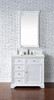 Savannah 36" Single Vanity Cabinet, Bright White, W/ 3 Cm Ethereal Noctis Quartz Top