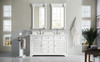 Savannah 60" Double Vanity Cabinet, Bright White, W/ 3 Cm Eternal Jasmine Pearl Quartz Top