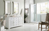 Savannah 60" Double Vanity Cabinet, Bright White, W/ 3 Cm Eternal Jasmine Pearl Quartz Top