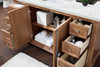 Providence 60" Single Vanity Cabinet, Driftwood, W/ 3 Cm Ethereal Noctis Quartz Top