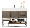 Columbia 48" Single Vanity, Ash Gray W/ Glossy White Composite Top