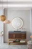 Columbia 48" Single Vanity, Coffee Oak, Radiant Gold W/ Dusk Grey Glossy Composite Top