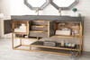 Columbia 72" Double Vanity, Ash Gray, Radiant Gold W/ Dusk Grey Glossy Composite Top