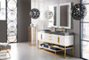 Columbia 72" Double Vanity, Glossy White, Radiant Gold W/ Dusk Grey Glossy Composite Top
