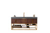 Columbia 72" Single Vanity, Coffee Oak, Radiant Gold W/ Dusk Grey Glossy Composite Top