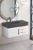 Mercer Island 36" Single Vanity, Glossy White, Radiant Gold W/ Dusk Grey Glossy Composite Top