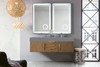 Mercer Island 59" Double Vanity, Latte Oak, Radiant Gold W/ Dusk Grey Glossy Composite Top