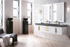 Mercer Island 72" Double Vanity, Glossy White, Radiant Gold W/ Dusk Grey Glossy Composite Top