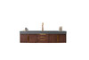 Mercer Island 72" Single Vanity, Coffee Oak, Radiant Gold W/ Dusk Grey Glossy Composite Top