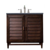 Portland 36" Single Vanity, Burnished Mahogany, W/ 3 Cm Charcoal Soapstone Quartz Top