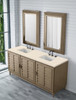 Portland 72" Double Vanity Whitewashed Walnut, W/ 3 Cm Eternal Marfil Quartz Top