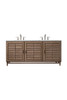 Portland 72" Double Vanity Whitewashed Walnut, W/ 3 Cm Ethereal Noctis Quartz Top