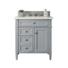 Brittany 30" Single Vanity, Urban Gray W/ 3 Cm Carrara Marble Top