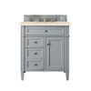 Brittany 30" Single Vanity, Urban Gray, W/ 3 Cm Eternal Marfil Quartz Top