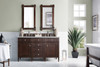 Brittany 60" Burnished Mahogany Double Vanity W/ 3 Cm Carrara Marble Top