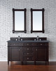 Brittany 60" Burnished Mahogany Double Vanity W/ 3 Cm Charcoal Soapstone Quartz Top
