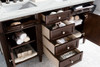 Brittany 60" Burnished Mahogany Double Vanity W/ 3 Cm Ethereal Noctis Quartz Top