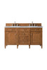Brittany 60" Saddle Brown Double Vanity W/ 3 Cm Carrara Marble Top