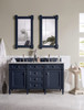 Brittany 60" Victory Blue Double Vanity W/ 3 Cm Carrara Marble Top